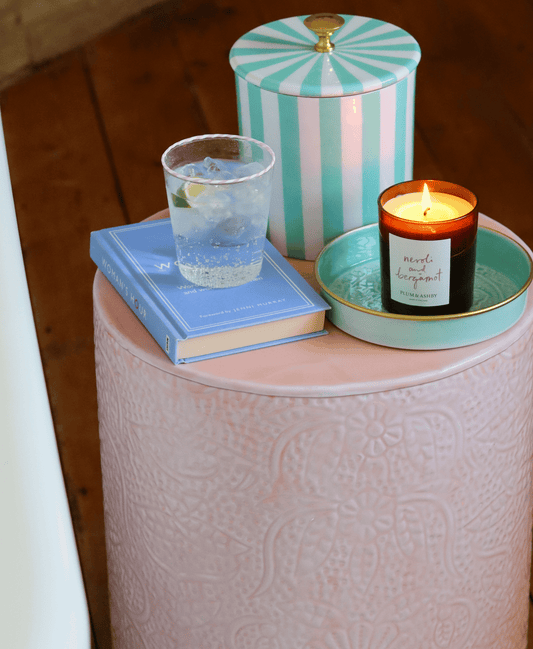 Enamel Embossed Light Pink Stool