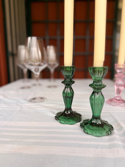 Green candlesticks (pair)