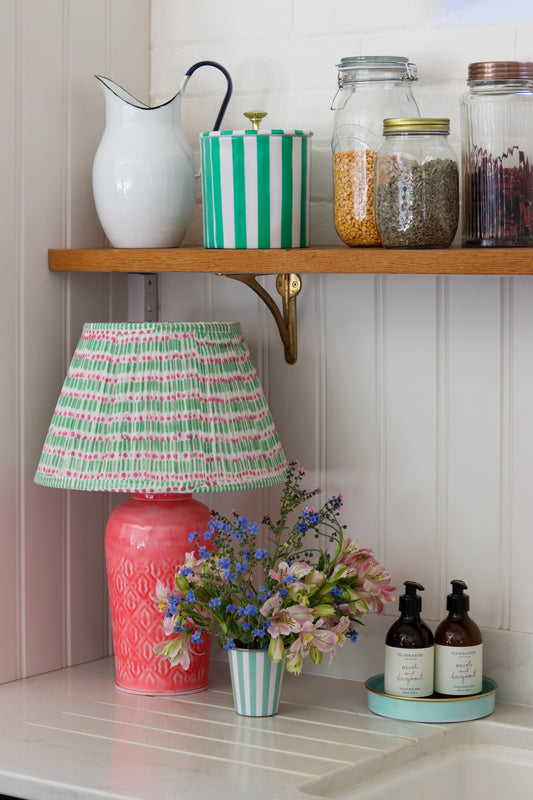 Enamel Embossed Lamp Base Bright Pink