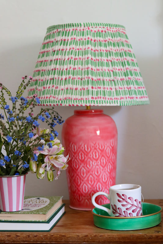 Enamel Embossed Lamp Base Bright Pink