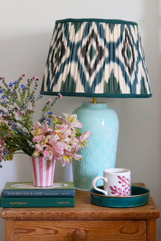 Enamel Embossed Lamp Base Light Blue