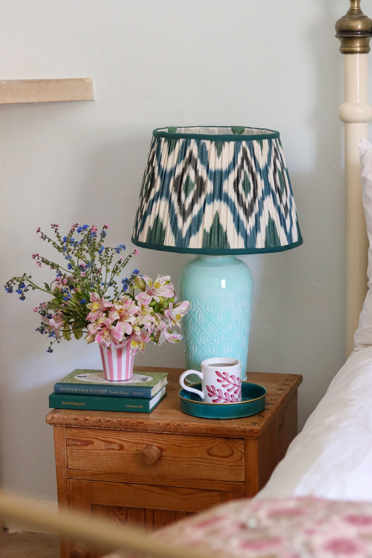 Enamel Embossed Lamp Base Light Blue