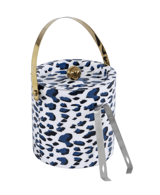 Blue Leopard Print Ice Bucket