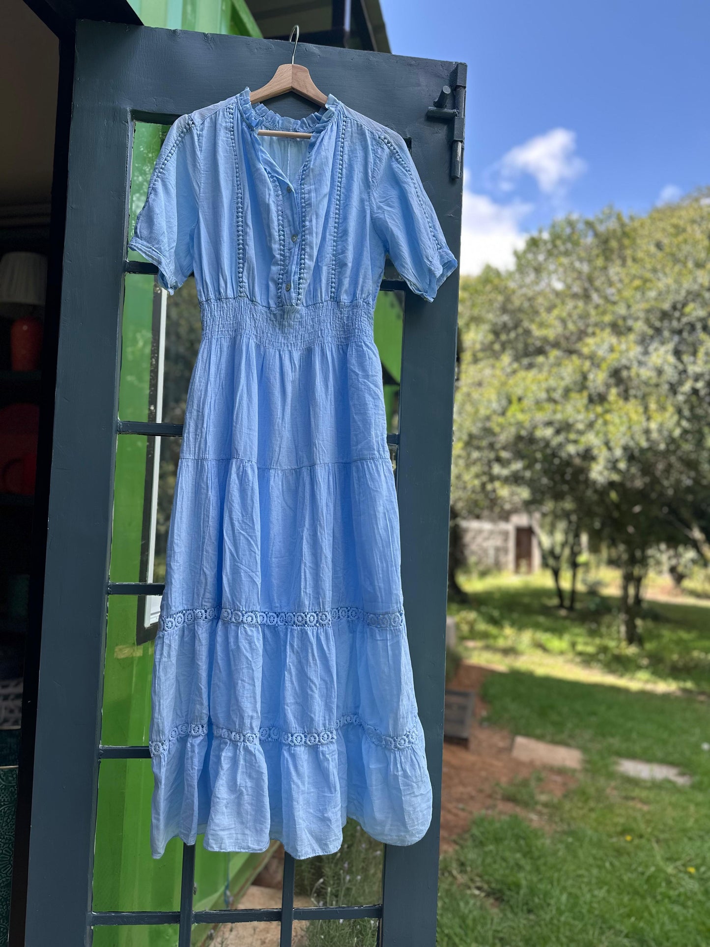 Light Blue Midi Dress with sleeves