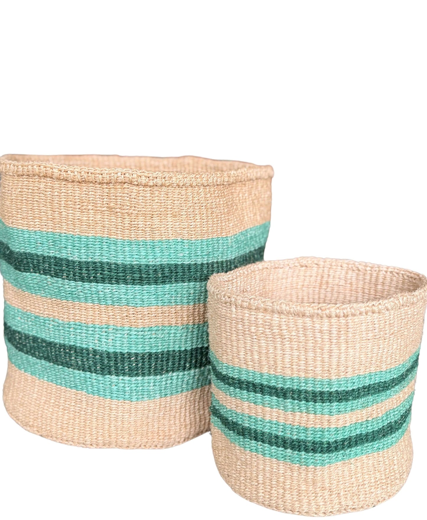 Turquoise Stripe basket - Small