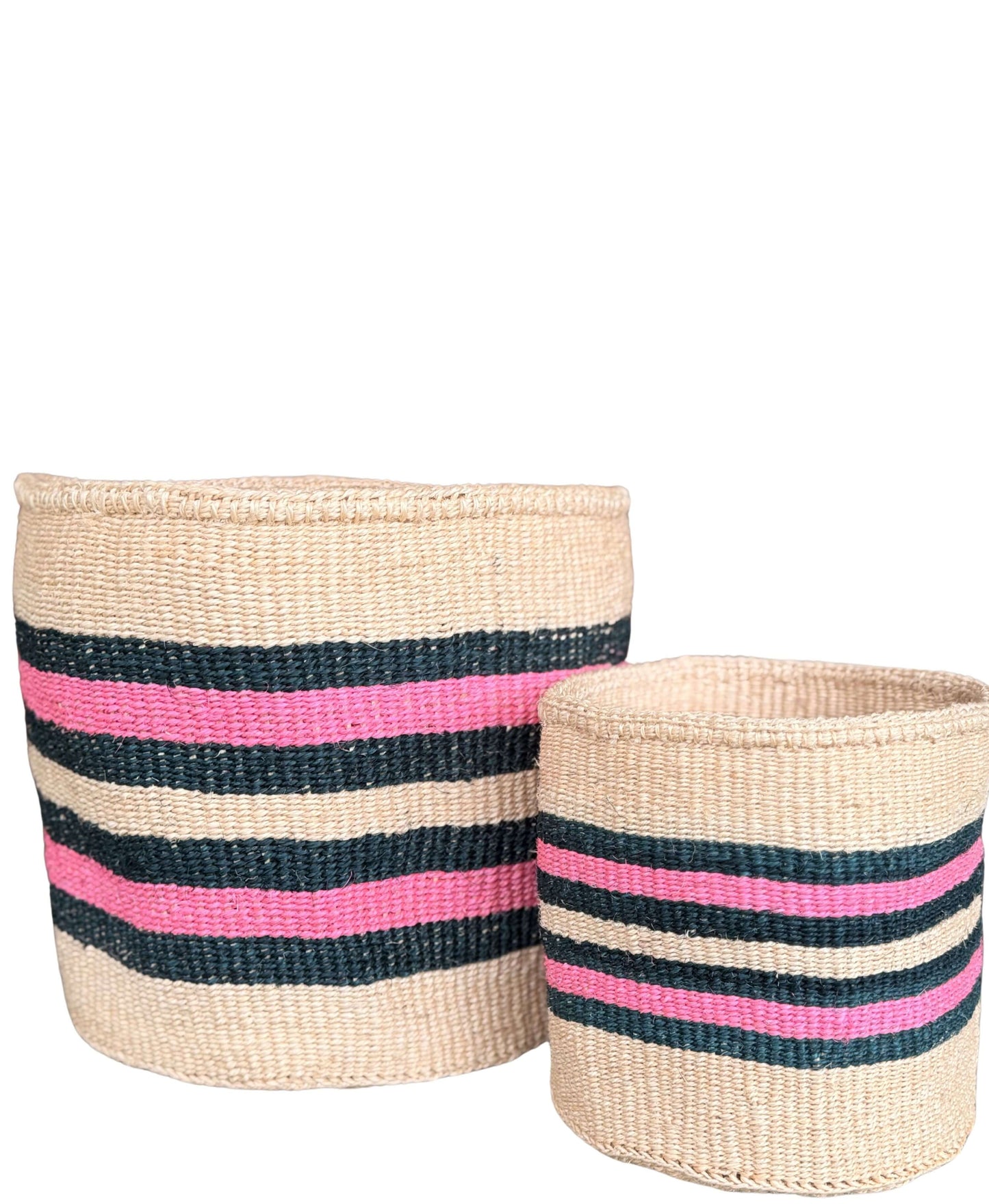 Pink & Navy Stripe basket - Large