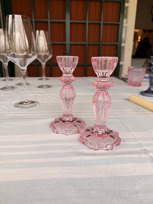 Pink candlesticks (pair)