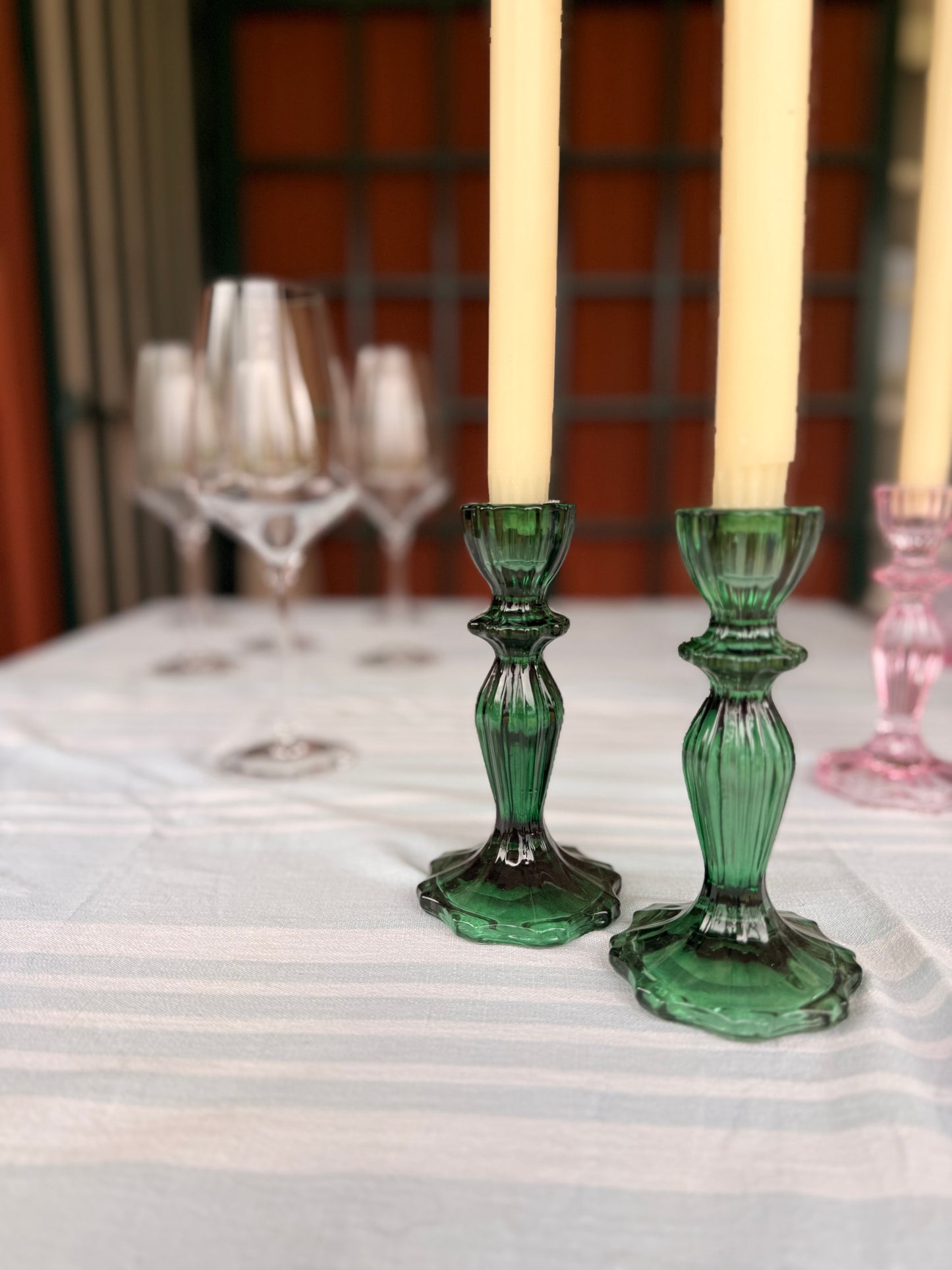 Green candlesticks (pair)