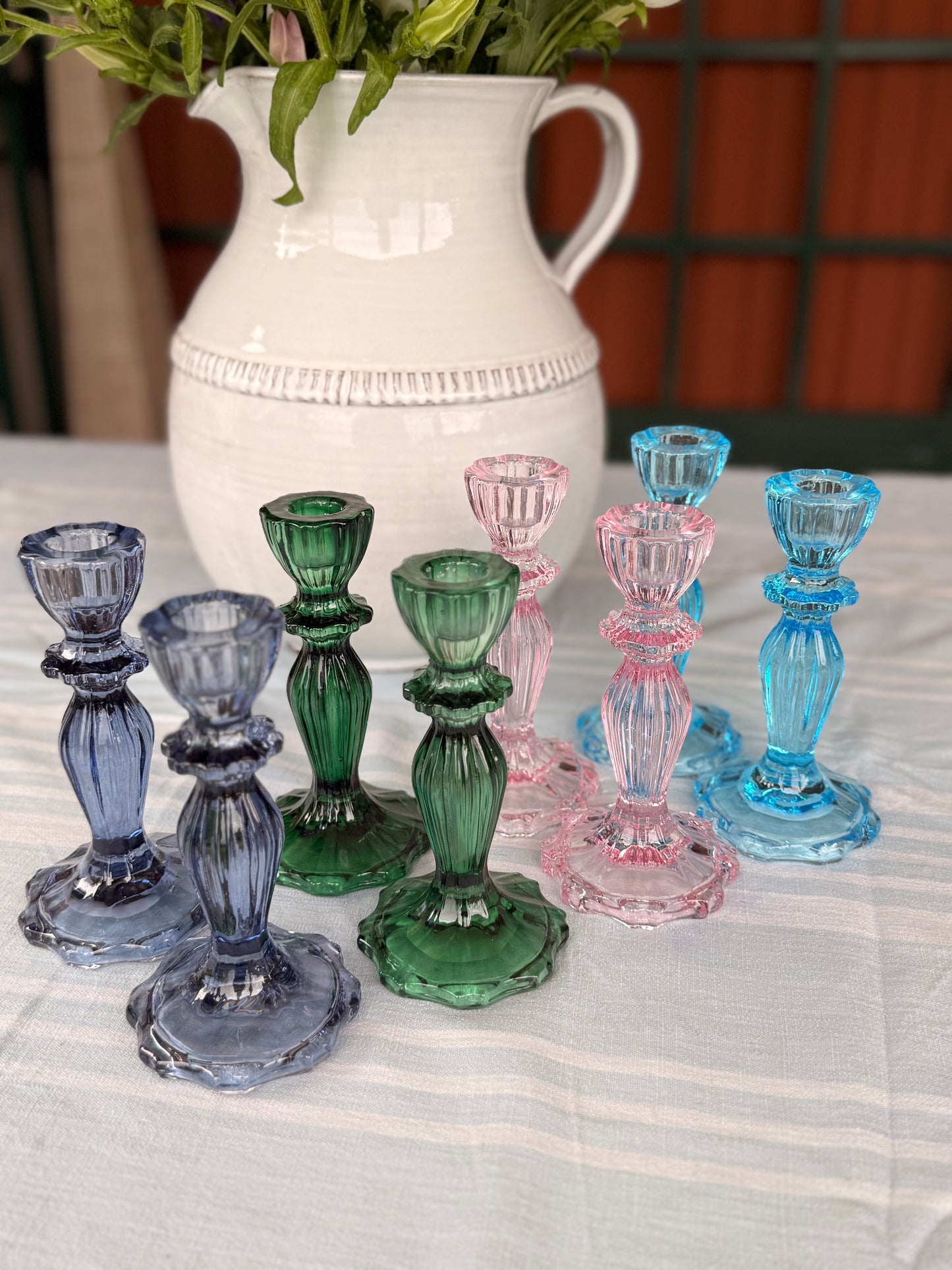 Navy candlesticks (pair)