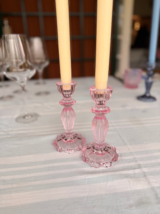 Pink candlesticks (pair)