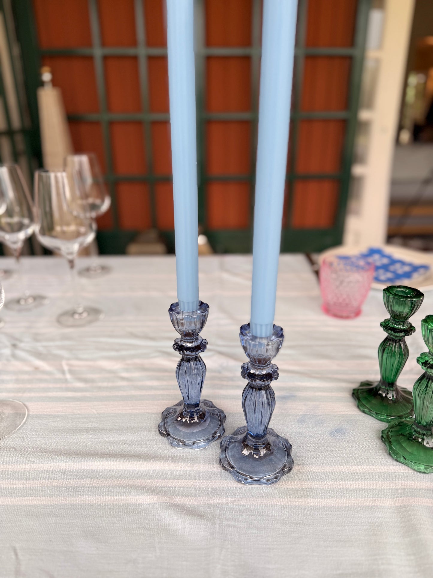 Navy candlesticks (pair)