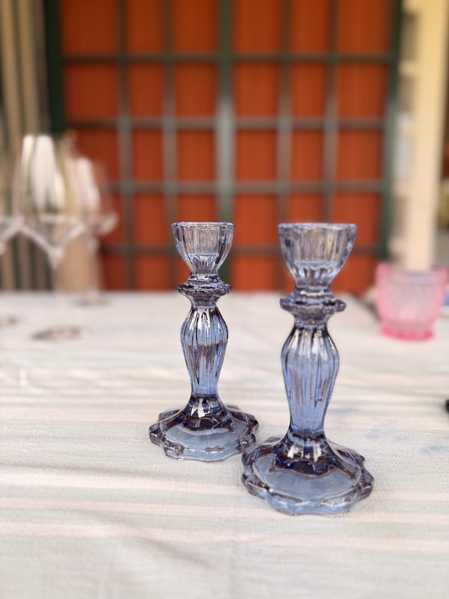 Navy candlesticks (pair)