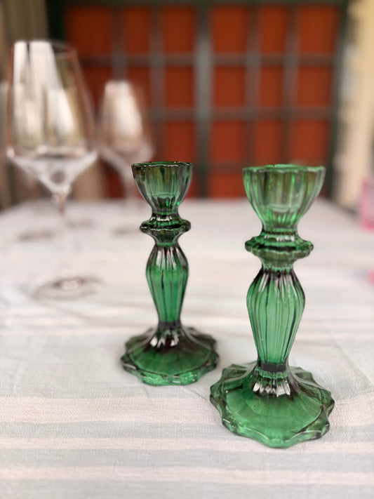 Green candlesticks (pair)