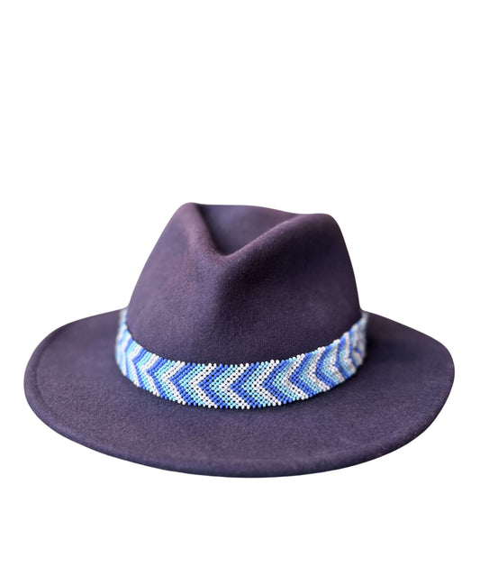 Beaded Hat Band - Blue Chevron
