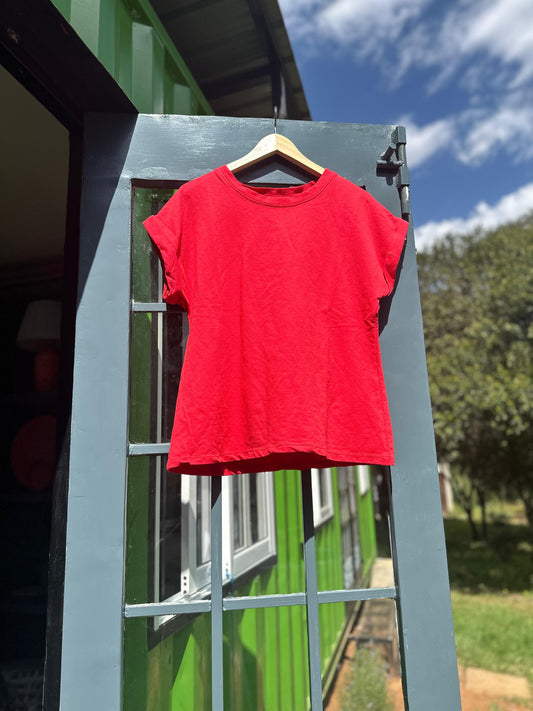 Red Roll Sleeve T-shirt